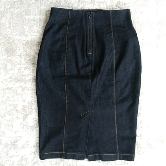 Bisou Bisou Pleated Denim Jean Skirt 6 Dark Wash Blue - Picture 6 of 14